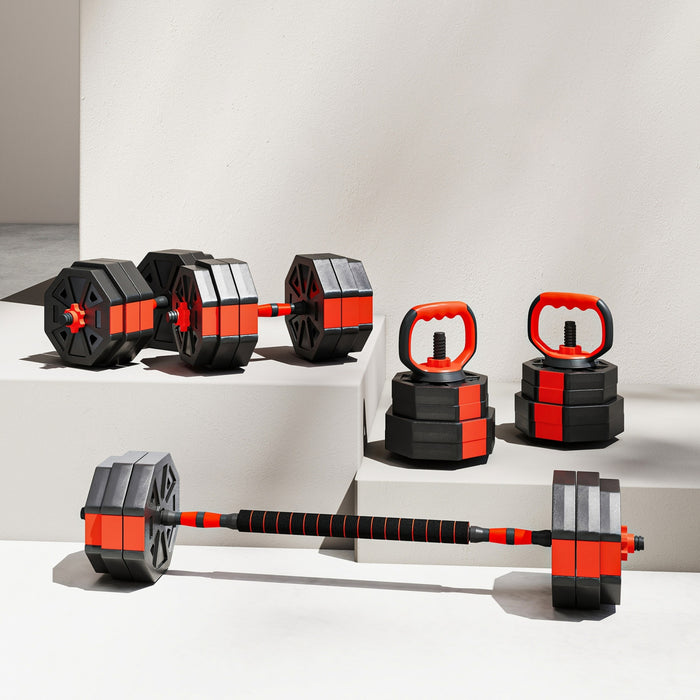 Soozier 6-in-1 Adjustable Dumbbell Set, 66lbs Free Weights Set, Red