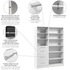 Bestar Florence 61" Modular Reach-In/Walk-In Closet System with Shelves and Drawers Shaker Style - White|Système de garde-robe et pièce-penderie modulaire Florence de Bestar de 61 po avec tablettes et tiroirs de style Shaker - blanc