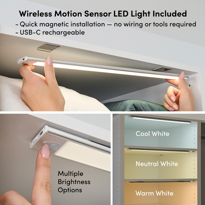Bestar Florence 35\" Modular Double Hanging Closet System with LED Light - White