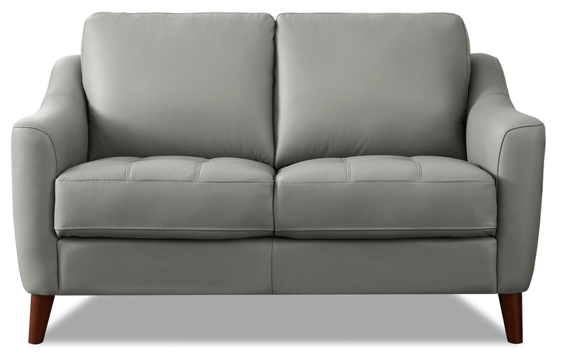 Hydeline Ersa Leather Loveseat - Grey