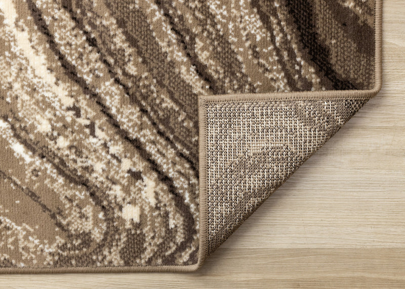 Forte Brown Cream Soothing Waves Area Rug - 7'9\" x 10'6\"