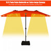 Costway 15Ft Patio Double-Sided Solar LED Market Umbrella Crank Base Orange