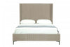Promenade Mid-Century Modern Upholstered Velvet Queen Bed in Rustic Taupe | Lit Queen Promenade style milieu du siecle moderne en velours capitonne, coloris taupe rustique