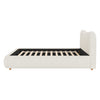 Camille Platform Bed with Curved Headboard and Luxurious Boucle Upholstery,King Size,White King Bed  | Lit plateforme Camille avec tete de lit courbee et tapisserie bouclee luxueuse, taille King, blanc