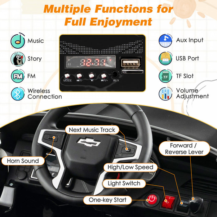 12v Kids Ride On Car Chevrolet Tahoe Electric Truck Suv Remote W/ Light & Music Black