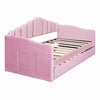 Lily Upholstered Daybed with Trundle and USB Charging Ports,Twin Size,Pink Twin Bed | Lily Lit Relevable Capitonne avec Lit Gigogne et Ports de Chargement USB, Taille Twin, Rose