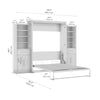 Bestar Key West Queen Murphy Bed & Closet Organizers with Doors & Drawers (119 W) - Linen White Oak|Grand lit escamotable Key West de Bestar de 119 po (L) avec organisateurs de garde-robe, portes et tiroirs - blanc chêne lin