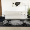 Florence Black Grey White Tree Ring Design Rug, 7'9" x 10'6" Indoor Area Rug | Tapis Florence noir, gris et blanc a motif d'anneaux d'arbre, 7'9" x 10'6"