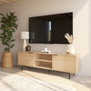 Nordika Hamilton 70" TV Stand with 2 Storage Cabinets - Natural Blonde Oak | Meuble pour téléviseur Hamilton de Nordika de 70 po avec 2 armoires de rangement - chêne blond naturel