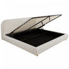 Laurel Ottoman Hydraulic Lift Storage Platform Bed with Boucle Upholstered and Hidden Under-White  | Lit plateforme Laurel avec coffre de rangement a levage hydraulique, tapisserie bouclee et espace de rangement cache sous le lit, taille King, blanc