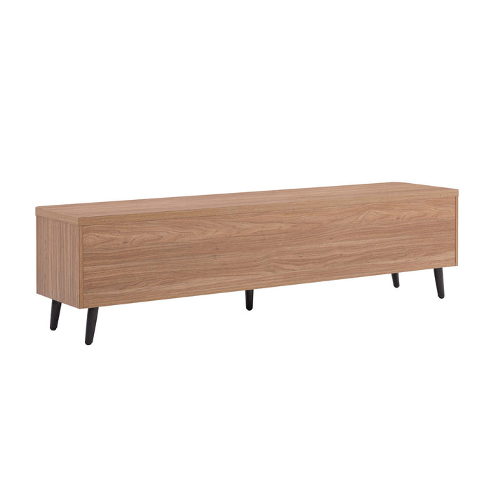 Jodie Mid-Century Modern 69\" Fluted TV Stand in Maple Armoire