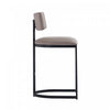 Juno Contemporary Modern Vegan Leather Metal Counter Stool in Taupe | Tabouret de comptoir contemporain moderne Juno en cuir vegetalien et metal, coloris taupe