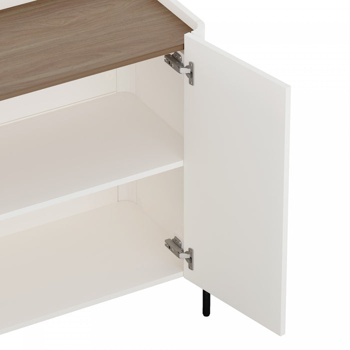 Abbey Modern 2-Piece Buffet and Accent Cabinet in Maple and Off White