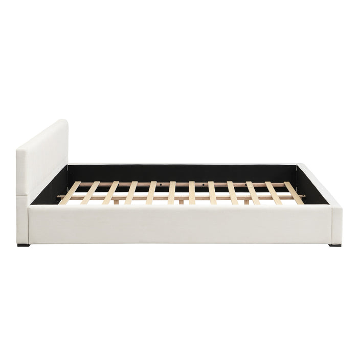 Charlotte Elegant Wide-edge Upholstered Bed,King Size, Beige King Bed