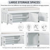 Olivia Pine Wood Storage Bench With 3-door Shoe Cabinet With Hidden Compartment - White | Banc De Rangement Olivia En Pin Avec Meuble A Chaussures 3 Portes Et Compartiment Cache, Blanc