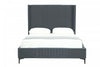 Promenade Mid-Century Modern Upholstered Velvet Queen Bed in Gray | Lit Queen Promenade style moderne du milieu du siecle en velours gris capitonne