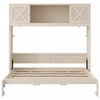 Ethan Solid Wood Murphy Bed with Storage Cabinets,Full Size,Beige Full Bed | Lit escamotable Ethan en bois massif avec armoires de rangement, taille full, beige