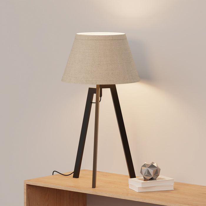 27\" Black Architectural Tripod Table Lamp with Textured Shade