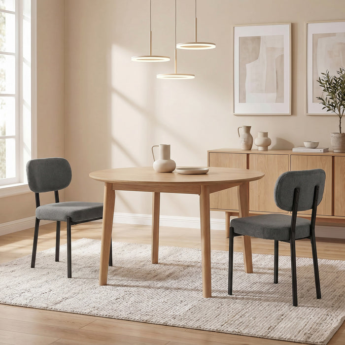 HOMCOM Upholstered Linen Fabric Dining Chairs, Kitchen Chairs, Grey