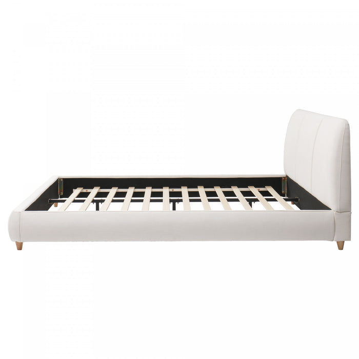 Acheson Upholstered Bed with Soft Linen Headboard,Queen Size - Beige