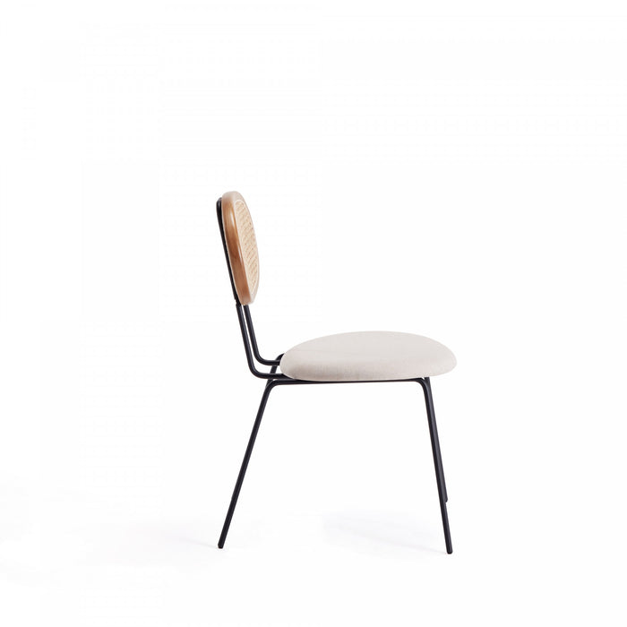 Jardin Industry Chic Cane Back Upholstered Dining Chair in Oatmeal and Natural - Set of 4