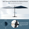 Costway Patio 9.5FT Square Cantilever Offset Hanging Umbrella 2-Tier 360° Outdoor Navy