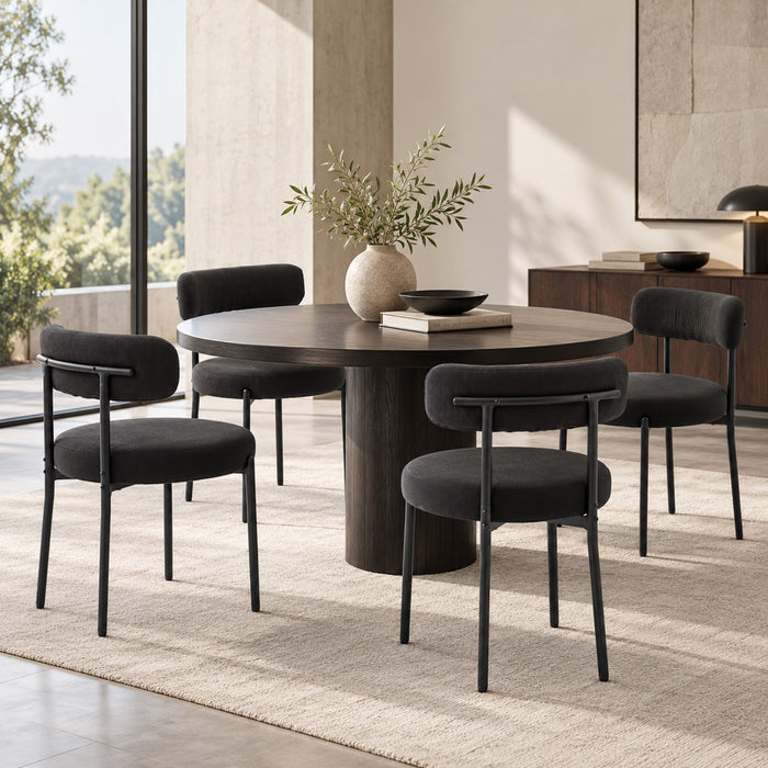 HOMCOM Dining Chairs Set of 4 Kitchen Chairs with Steel Legs, Black