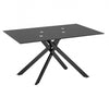 Ethan 51.18" Rectangular Tempered Glass Dining Table with Stylish Metal Legs,Black Coffee Table | Table a manger rectangulaire en verre trempe de 51,18" Ethan avec pieds metalliques elegants, noire