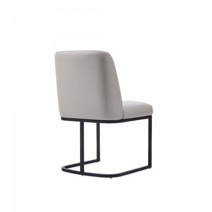 Serena Modern Metal Vegan Leather Dining Chair in Light Gray - Set of 2
