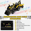3-in-1 Kids Ride On Excavator Bulldozer 12v Electric Tractor Remote W/ Trailer Yellow