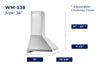Hauslane | Chef 36-in Convertible Stainless Steel Wall-Mounted Range Hood | Hauslane | Hotte murale convertible de 36 pouces en acier inoxydable