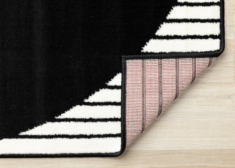 Forte Black White Stripes Contrasting Modern Area Rug - 7'9\" x 10'6\"
