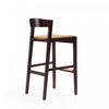 Klismos Mid-Century Modern Wood Upholstered Barstool in Camel - Set of 2 | Tabouret de bar en bois rembourre style Klismos mi-siecle moderne, coloris camel - Lot de 2