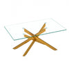 Olivia 39.37" Rectangular Glass Coffee Table with Stylish Metal Legs,Gold | Table basse rectangulaire en verre de 39,37" Olivia avec pieds metalliques elegants, doree