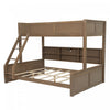 Liam Solid Wood Twin XL Over Queen Bunk Bed with Storage & USB Ports, Brown | Lit superpose Liam en bois massif Twin XL sur Queen avec rangement et ports USB, brun