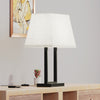 22" Black Modern Rectangular Table Lamp with Fabric Shade | Lampe de table rectangulaire moderne noire de 22 po avec abat-jour en tissu