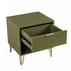 Dumbo Modern 20" Fluted Nightstand in Olive Green (1-Drawer) - Set of 2 | Table de nuit moderne Dumbo 20" cannelee en vert olive (1 tiroir) - Lot de 2
