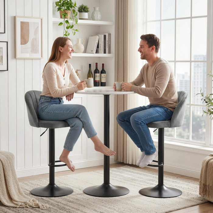HOMCOM Bar Stools Set of 2, Swivel Counter Height Barstools, Grey