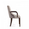 Shubert Modern Wood Vegan Leather and Velvet Armchair in Light Gray - Set of 2 | Fauteuil moderne Shubert en bois, cuir vegetalien et velours, gris clair - Lot de 2