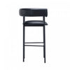 Onda Contemporary Vegan Leather Metal Upholstered Barstool in Black | Tabouret de bar contemporain Onda en cuir vegetalien et metal, rembourre, noir