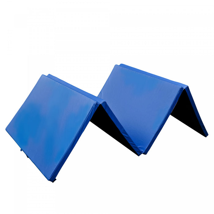 Soozier 4ft X 8ft X 2inch Tri-fold Gymnastics Tumbling Mat Exercise Mat With Carrying Handles For Mma, Martial Arts, Stretching, Core Workouts, Dark Blue