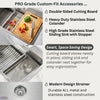 MultiSINK 33 in. Dual Mounted 3-Level Workstation Kitchen Sink, Faucet, Glass Rinser,Stainless Steel - E-XP31 Laundry Combo | Evier poste de travail MultiSINK 33 po, double pose, 3 niveaux, robinet, rince-verre, inox-E-XP31