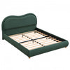 Olivia Upholstered Platform Bed Frame with Curved Headboard,Queen Size,Green Queen Bed | Olivia Cadre de lit plateforme rembourre avec tete de lit incurvee, taille Queen, vert