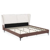 Ava Teddy Fleece Platform Bed with Wingback Headboard and Faux Upholstered, King Size, White King Bed  | Le lit plateforme Ava en polaire Teddy avec tete de lit a oreilles et revetement en simili cuir, taille King, couleur blanche