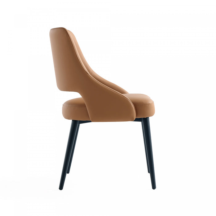 Tremont Modern Vegan Leather Metal Dining Chair in Saddle - Set of 2