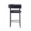 Onda Contemporary Vegan Leather Metal Counter Stool in Black | Tabouret de comptoir contemporain Onda en cuir vegetalien et metal, coloris noir