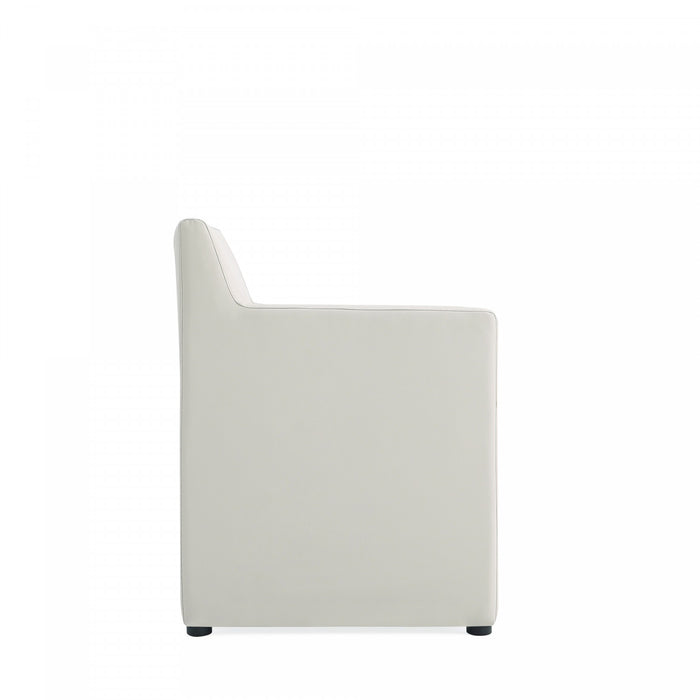Anna Square Modern Vegan Leather Armchair in Stone Gray - Set of 2