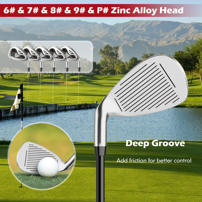 Costway 9 Pcs Women's Complete Golf Club Set Right Handed With 460cc Alloy Driver Irons Pink
