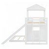 Marico Twin Over Solid Wood Full Bunk Bed With Slide, Playhouse Design - White | Lit Superpose Marico En Bois Massif, Taille Simple En Haut Et Double En Bas, Avec Toboggan, Design Maison De Jeu - Blanc