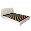Laurel Ottoman Hydraulic Lift Storage Platform Bed with Boucle Upholstered and Hidden Under-White  | Lit plateforme Laurel avec coffre de rangement a levage hydraulique, tapisserie bouclee et espace de rangement cache sous le lit, taille Queen, blanc